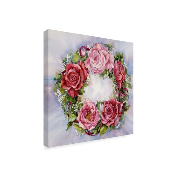 Joanne Porter 'Rose Wreath' Canvas Art,14x14